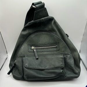 GREAT AMERICAN LEATHERWORKS Convertible Backpack Sling Crossbody Gray Leather